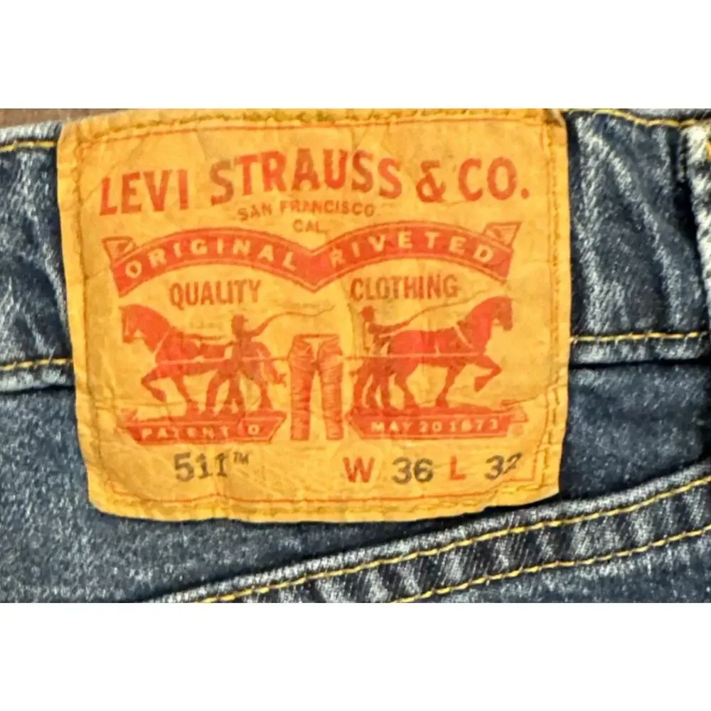 Levi's Men's 511 Slim Fit Medium Wash Blue Denim Size 36x32